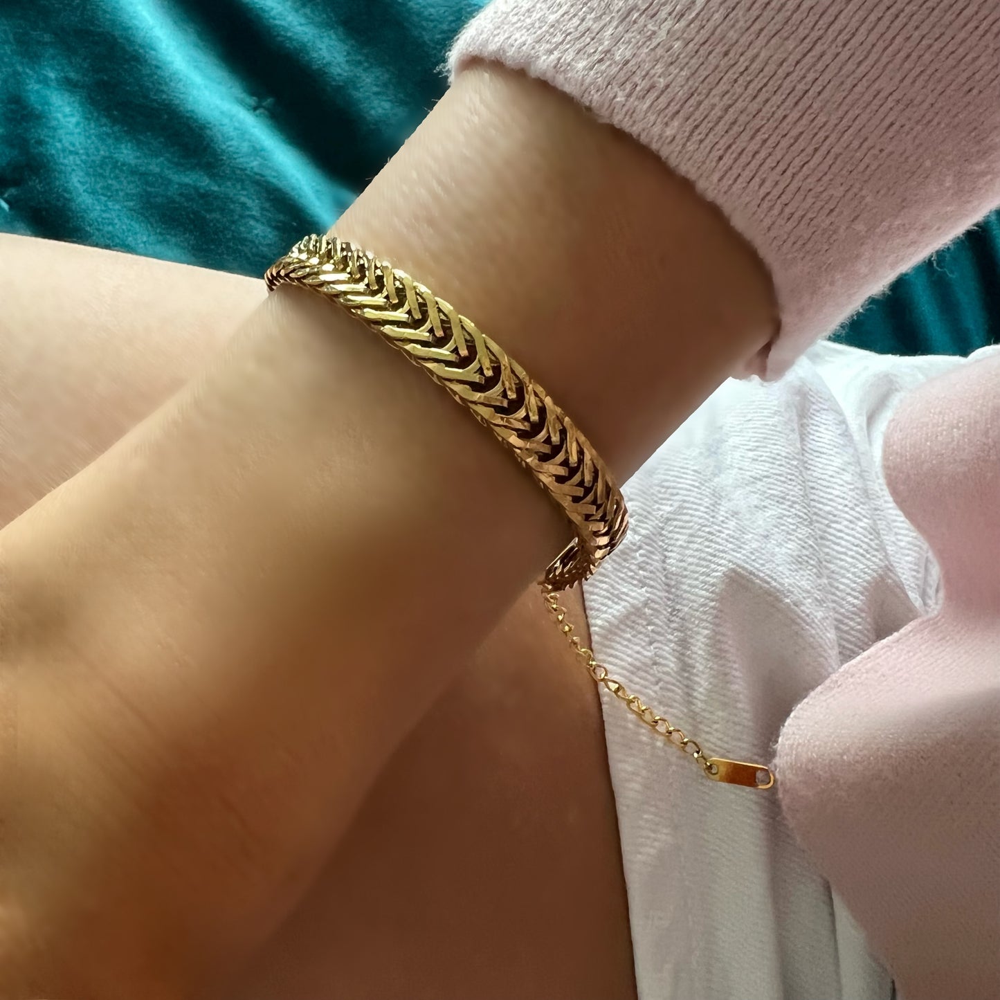 gold chunky bracelet, 18k gold plated waterproof jewellery, GB07