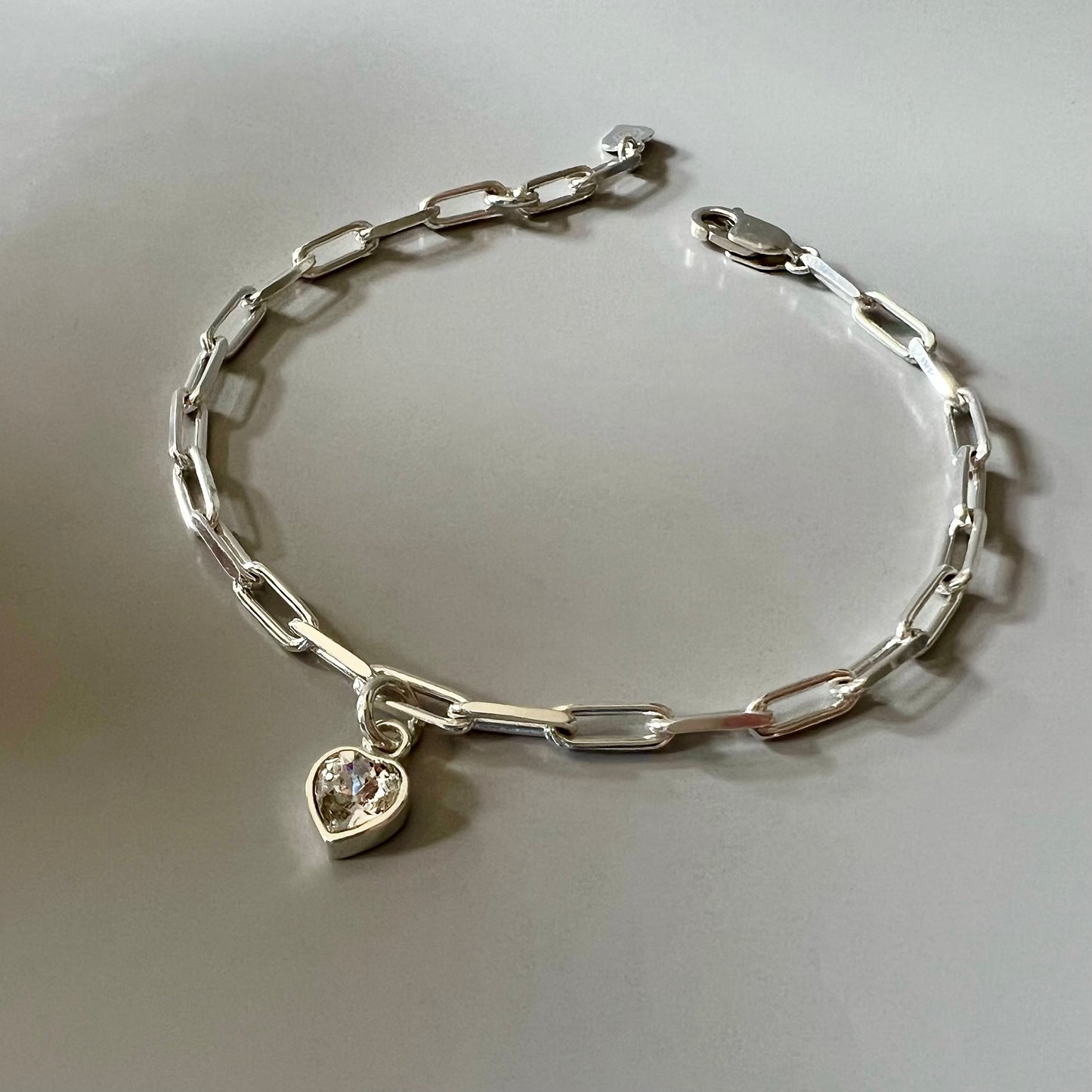 crystal heart charm square link bracelet, LOTTI CRYSTAL SBM01