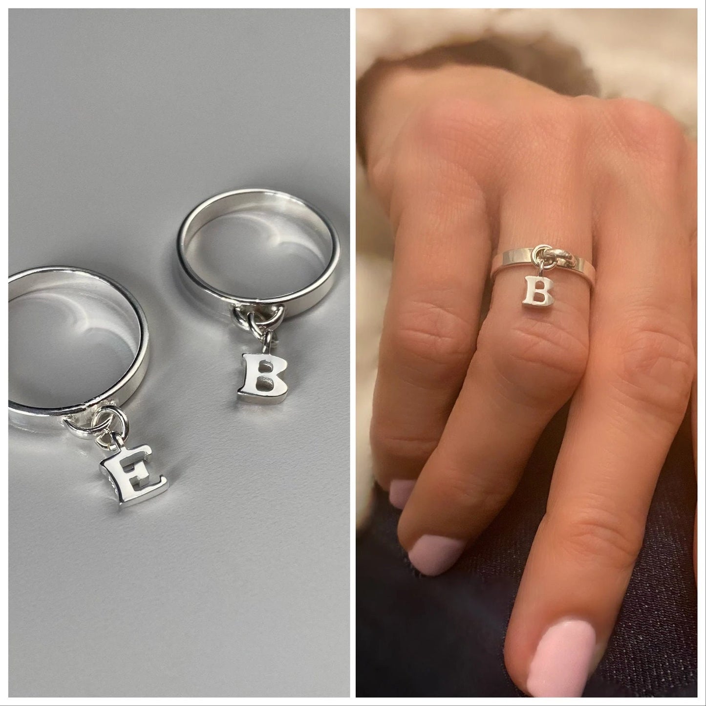 initial charm ring, monogram ring, custom letter ring, minimalist jewellery, perfect gift for women, MINI INITIAL-SR6