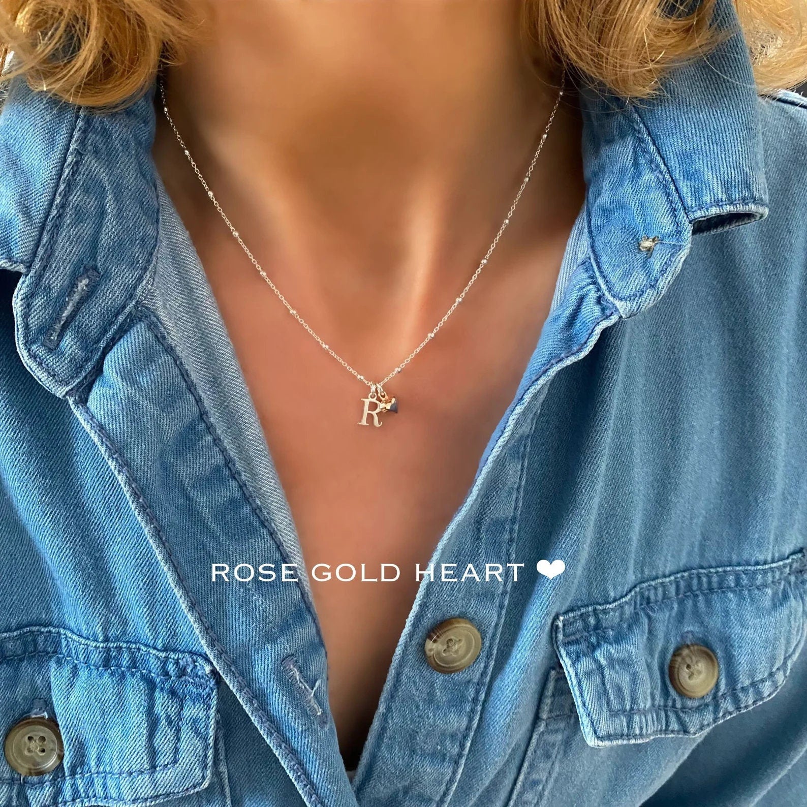 dainty initial necklace with heart charm, custom letter necklace, monogram necklace for birthday gift, INITIAL HEART-SN32