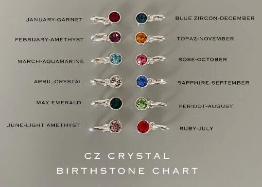 birthstone charm sterling silver ring stack, personalized ring, handmade jewellery, birthday gifts, BIRTHSTONE CHARM ring stack-BCR05