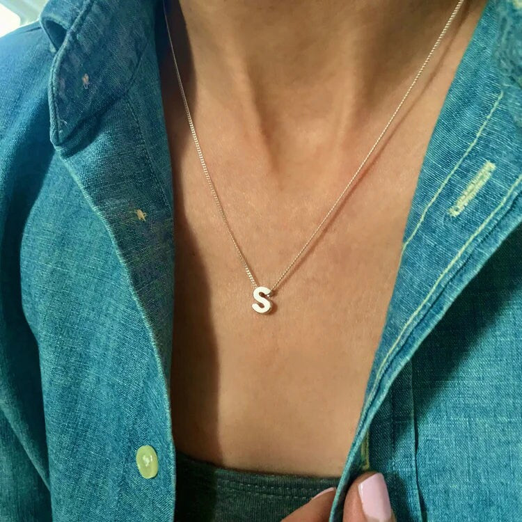 initial necklace, letter necklace, monogram necklace, personalized jewellery, minimalist jewellery, INITIAL NECKLACE-SN4