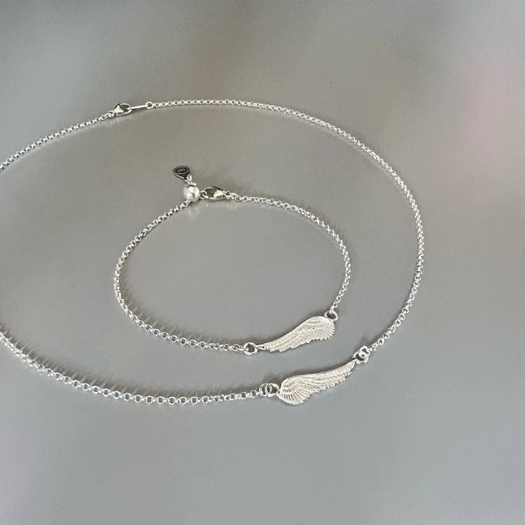 angel wing necklace, sterling silver, angel jewellery, pendant necklace, handmade jewellery, minimalist jewellery, ALLEYA wings-SN8