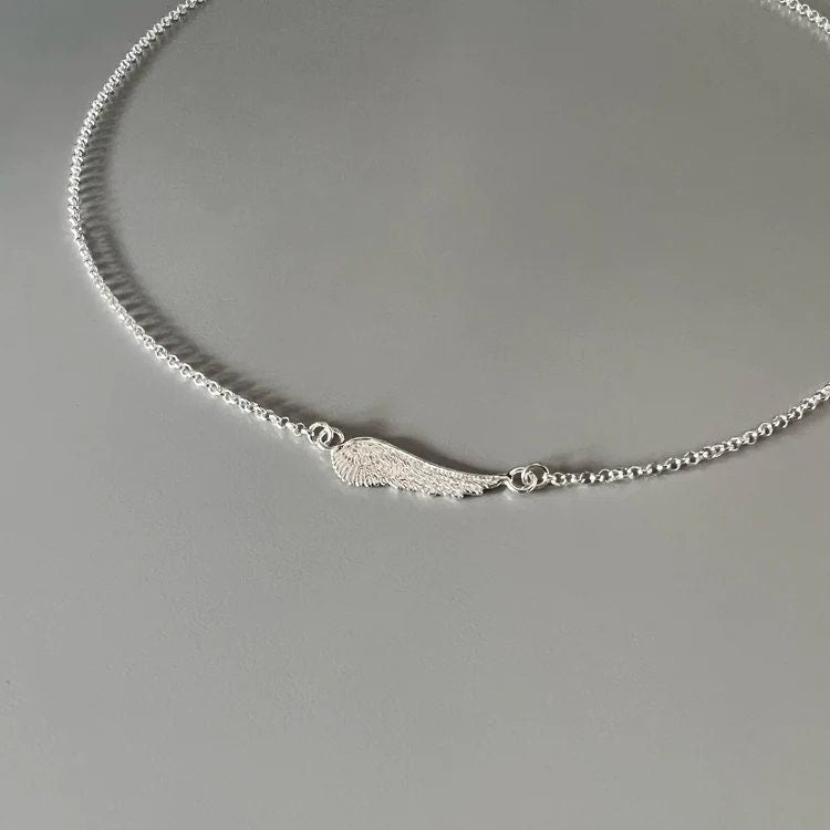 angel wing necklace, sterling silver, angel jewellery, pendant necklace, handmade jewellery, minimalist jewellery, ALLEYA wings-SN8