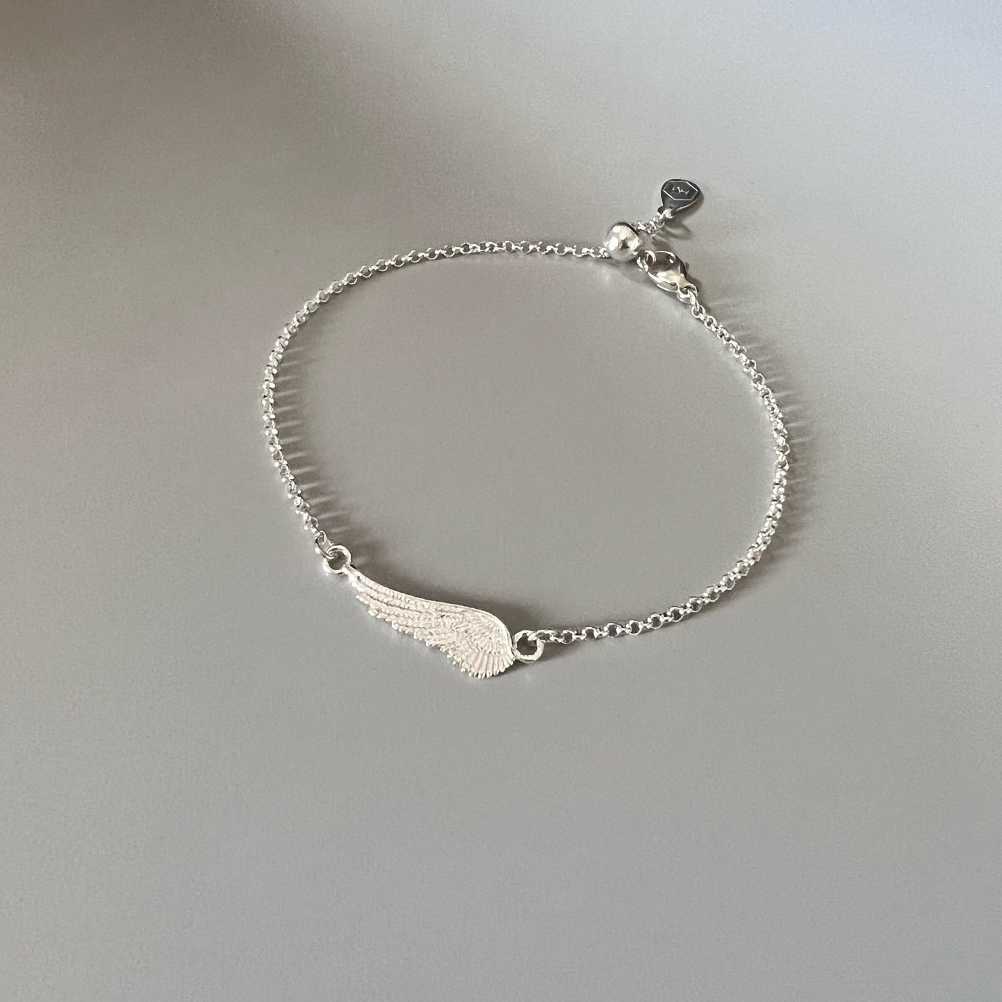 angel wing sterling silver dainty chain bracelet, charm bracelet, handmade jewellery, minimalist jewellery, sympathy gift, ALLEYA-SB7