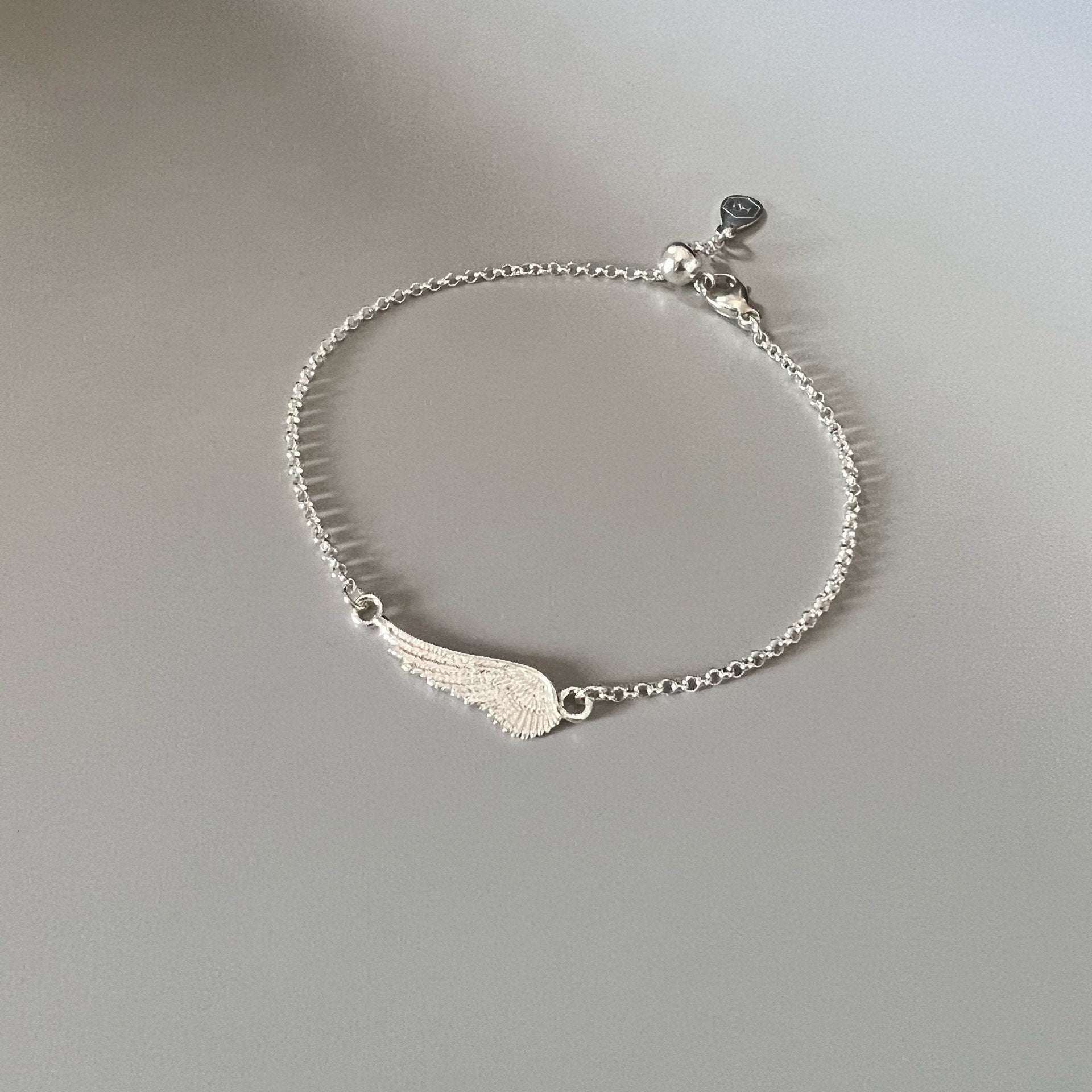 angel wing sterling silver dainty chain bracelet, charm bracelet, handmade jewellery, minimalist jewellery, sympathy gift, ALLEYA-SB7