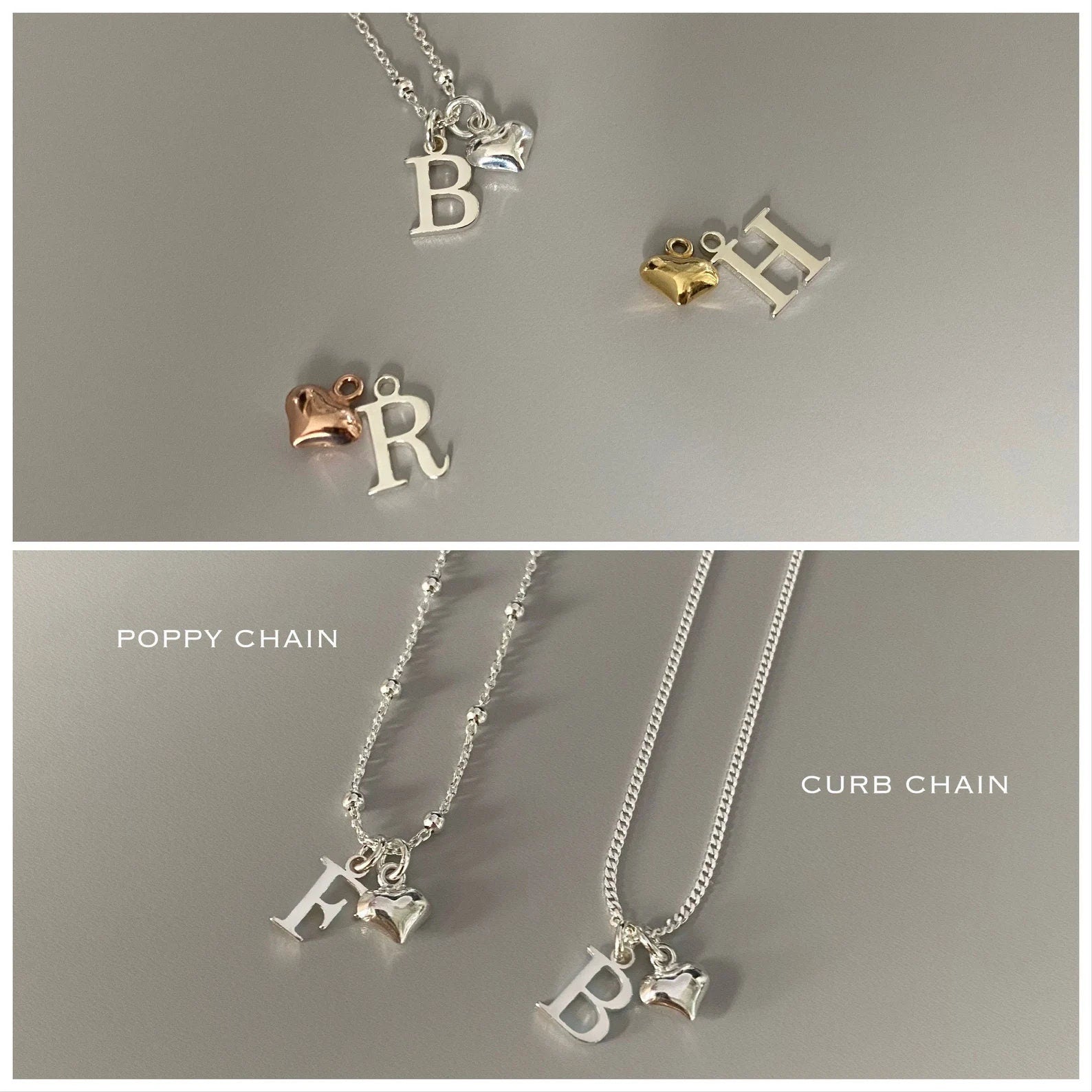 dainty initial necklace with heart charm, custom letter necklace, monogram necklace for birthday gift, INITIAL HEART-SN32