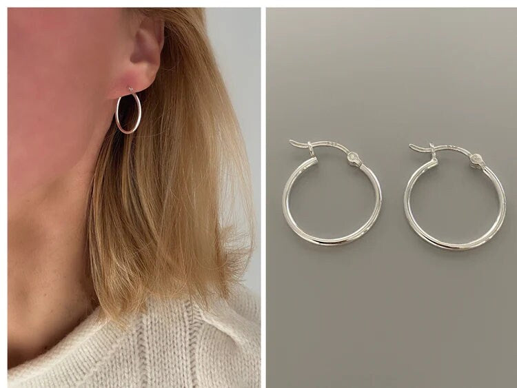 plain sterling silver hoops, simple hoops, minimalist jewellery, gifts for women, silver earrings, day earrings, SIMPLY HOOPS-SE31