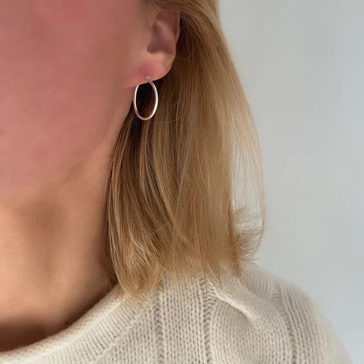 plain sterling silver hoops, simple hoops, minimalist jewellery, gifts for women, silver earrings, day earrings, SIMPLY HOOPS-SE31