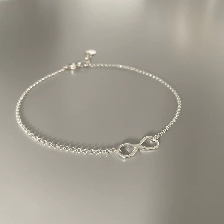 infinity sterling silver anklet, body jewellery, handmade gift, jewellery for feet, summer jewellery, INFINITY anklet SANK01