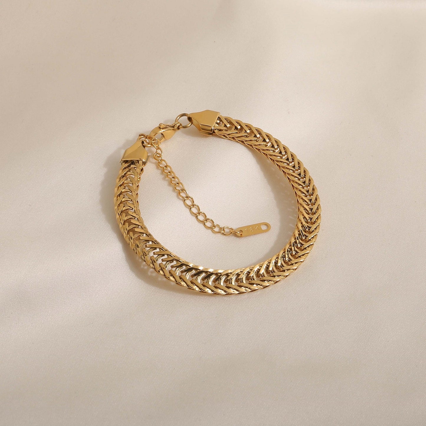 gold chunky bracelet, trendy waterproof jewellery, thick layering bracelet, minimalist jewellery, gifts for women, GB07