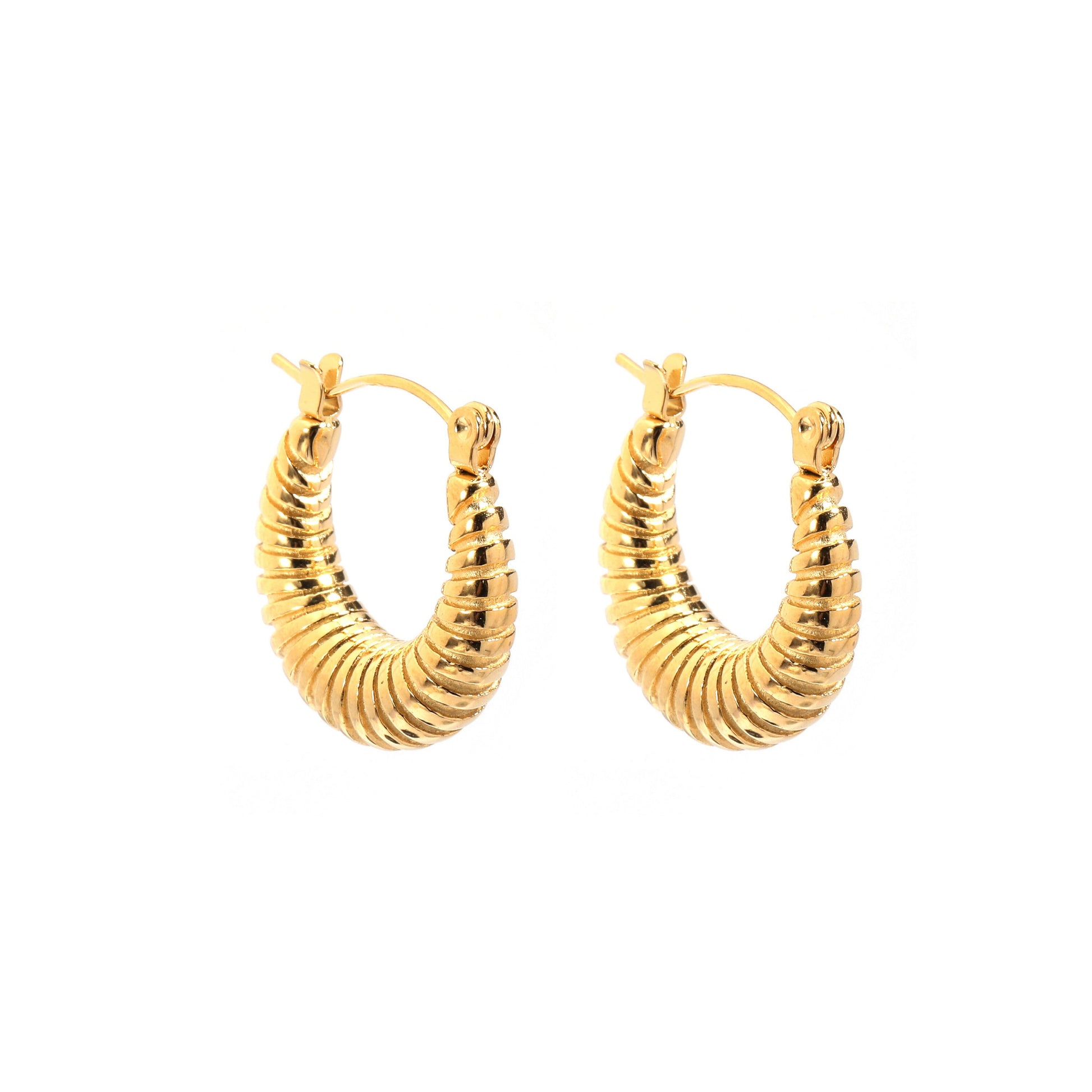 croissant gold hoop earrings, trendy waterproof earrings for women, minimalist style jewellery perfect gift for women, GE11