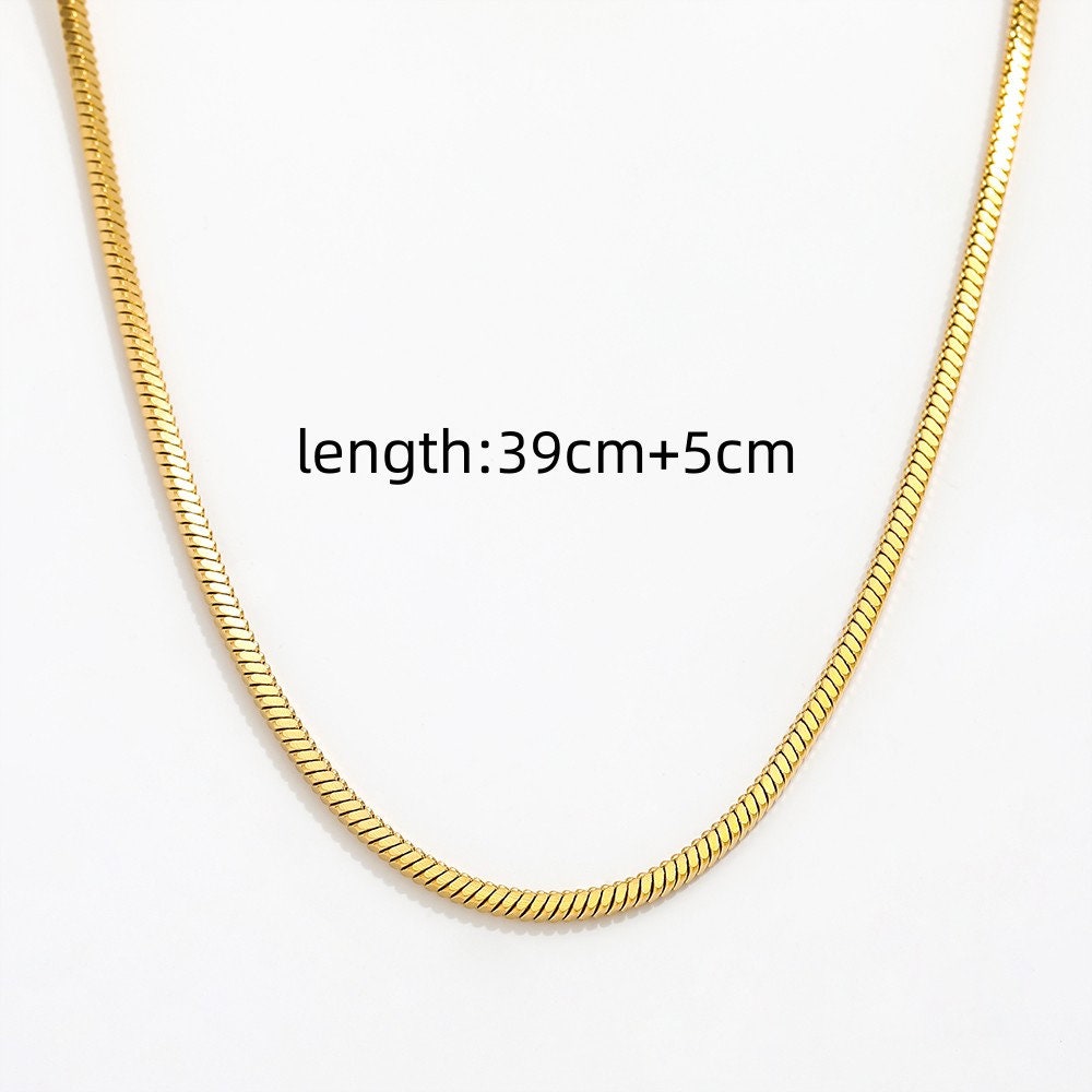 gold snake chain necklace, dainty layering chain, minimalist jewellery, gifts for women, gold waterproof jewellery, GN10