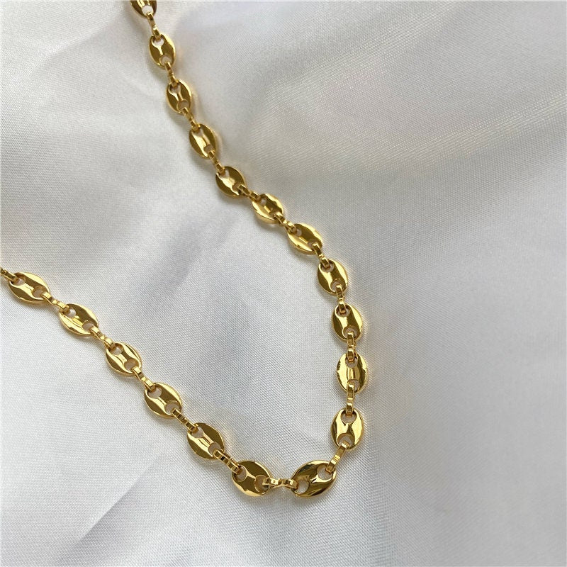 chunky gold necklace, gold layering chain, minimalist jewellery, gifts for her, necklace for women, waterproof jewellery, GN11