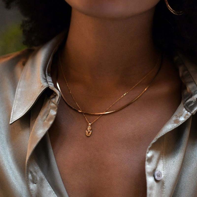 gold snake chain necklace, dainty layering chain, minimalist jewellery, gifts for women, gold waterproof jewellery, GN10