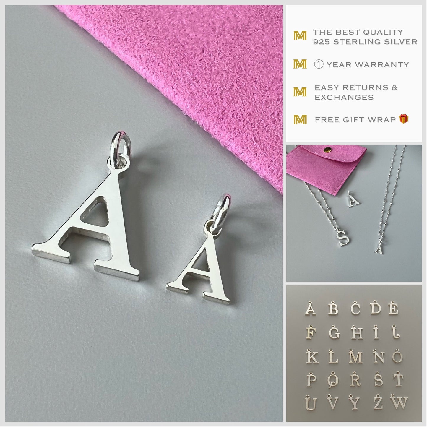 initial charm pendant for monogram necklace, letter charm affordable gift, personalised jewellery perfect for gifts, INITIAL CHARM-CH1