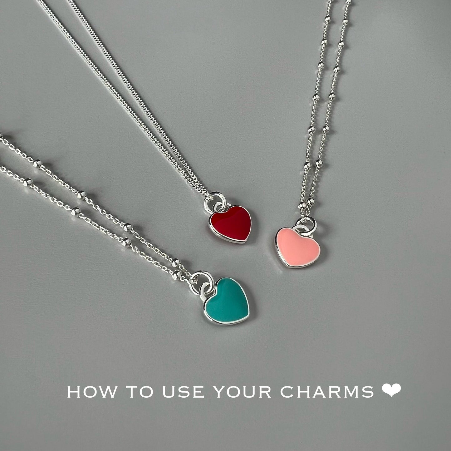 enamel heart charm pendant for necklace, add a charm for necklace, valentines gift, birthday gifts, Enamel HEART CHARM-CH3