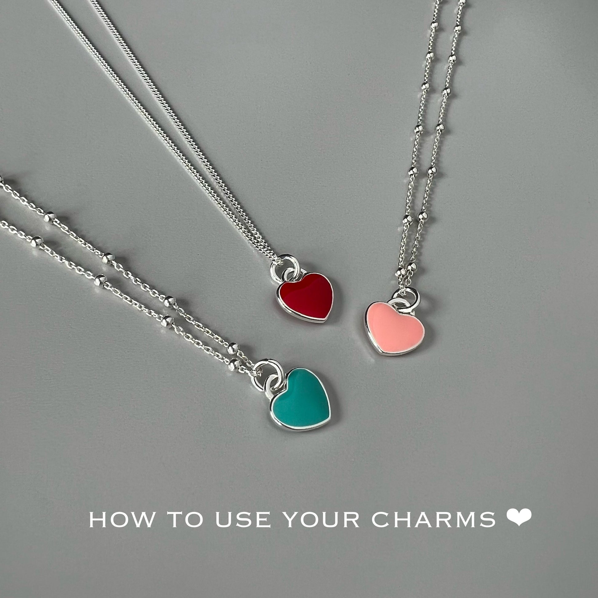 enamel heart charm pendant for necklace, add a charm for necklace, valentines gift, birthday gifts, Enamel HEART CHARM-CH3