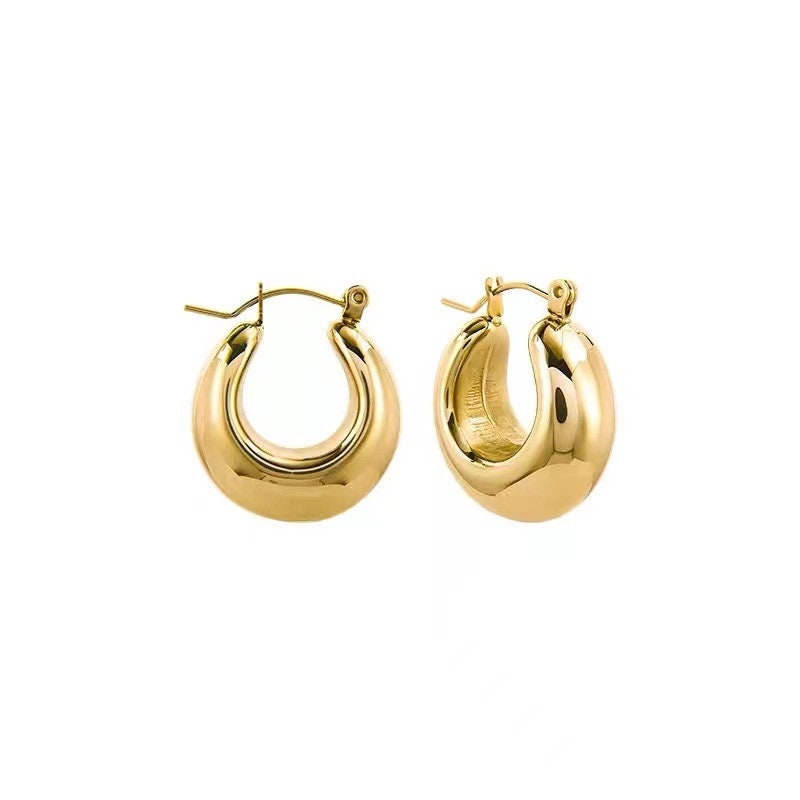 thick gold hoop earrings, chunky gold hoops for women, birthday gift, minimalist jewellery, gift for women, GE13