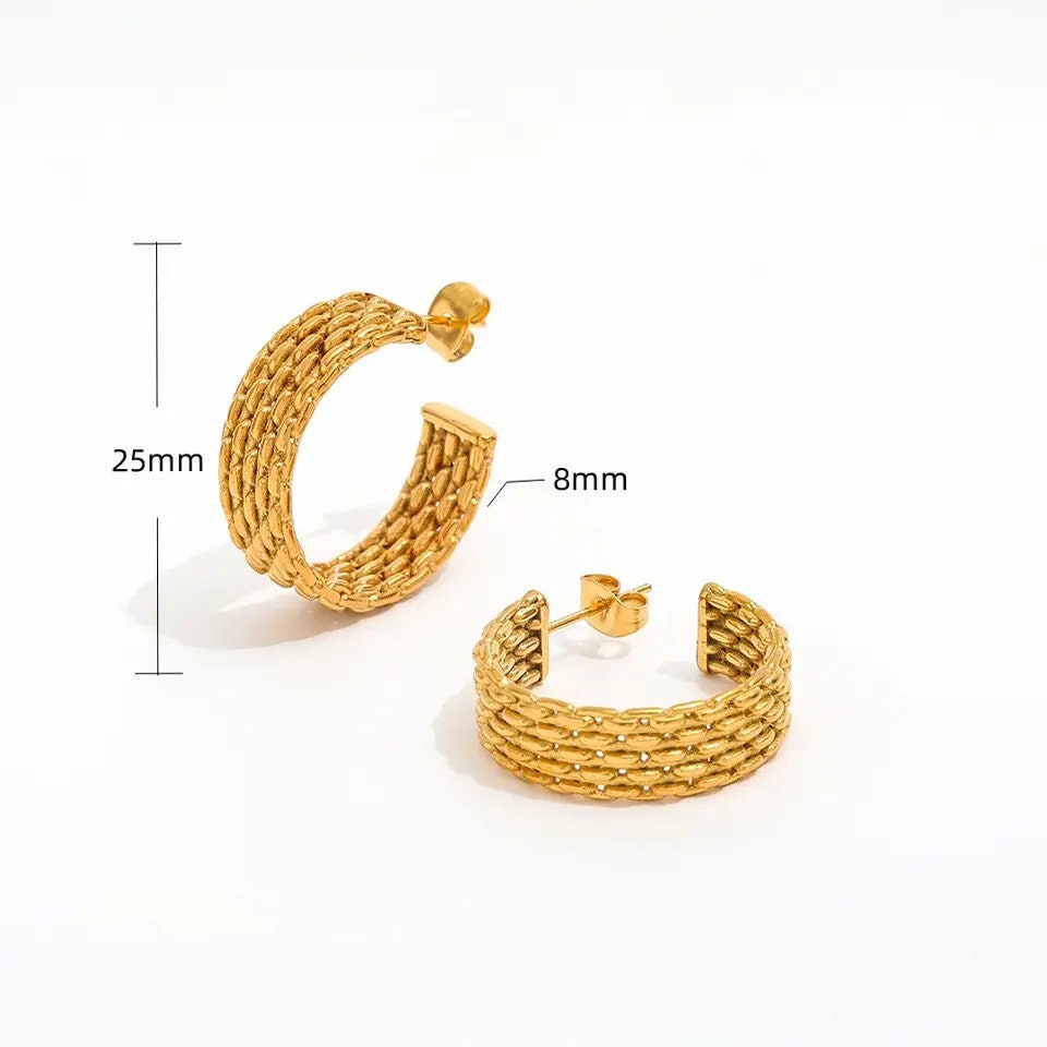 thick gold hoop earrings, 18k gold plated waterproof jewellery, chunky gold hoops, birthday gift, minimalist jewellery, gift for women, GE11