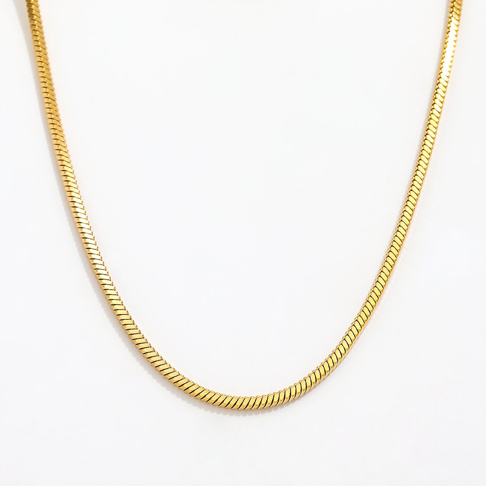 gold snake chain necklace, dainty layering chain, minimalist jewellery, gifts for women, gold waterproof jewellery, GN10