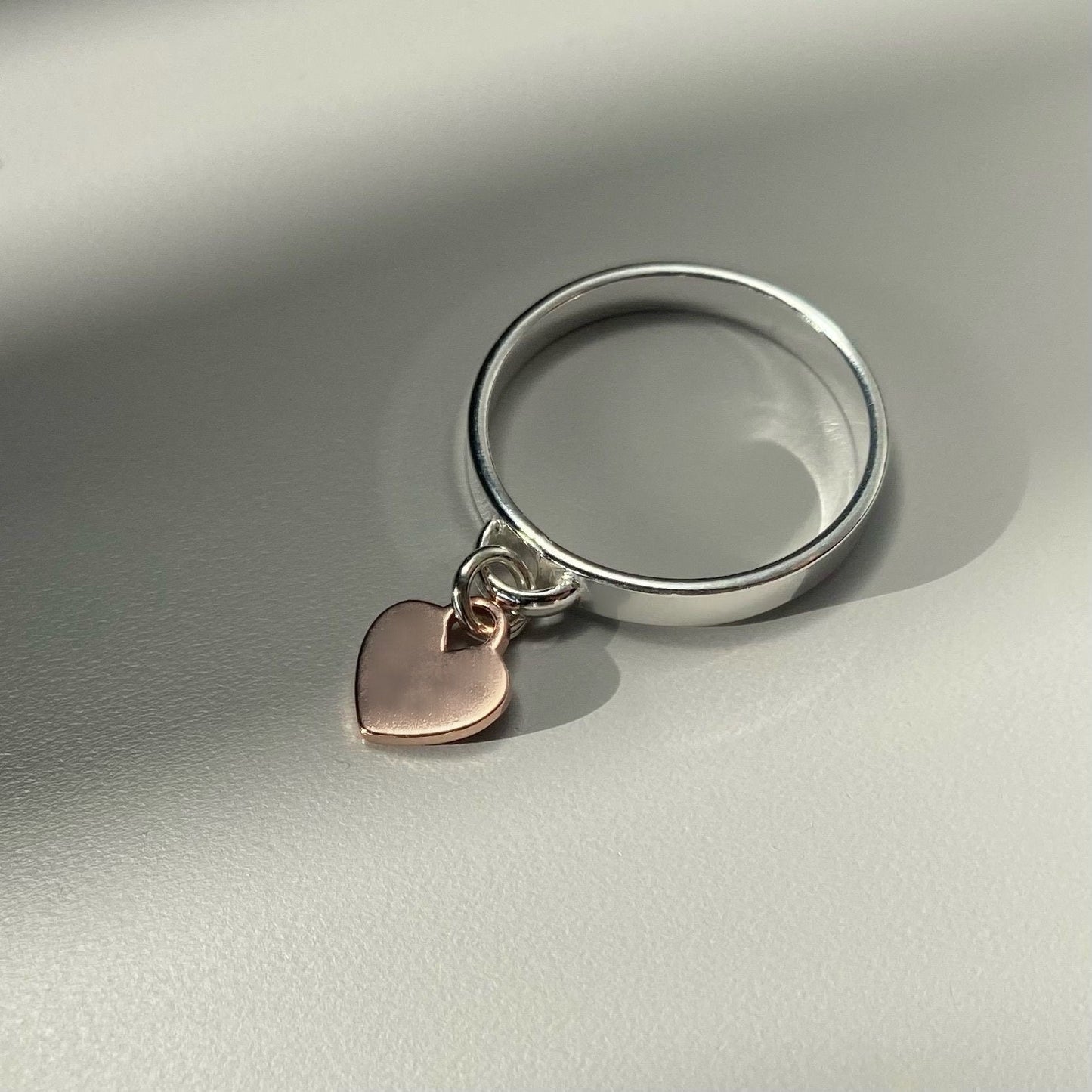 heart charm ring, birthday gift, handmade gifts, silver band ring, heart ring, minimalist jewellery, charm ring, Anya heart ring-SR55