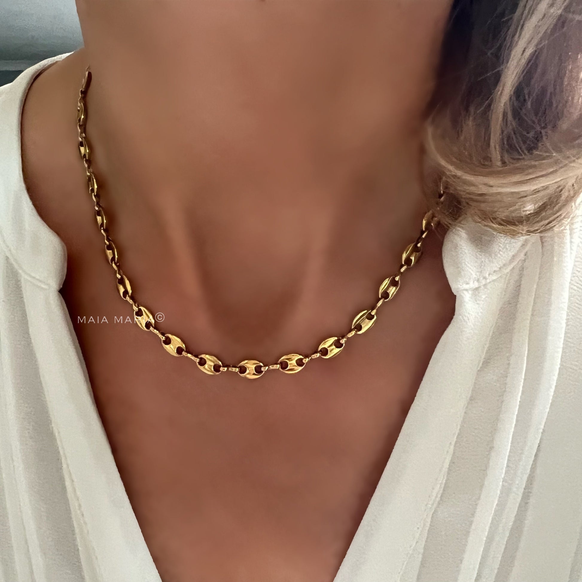 chunky gold necklace, gold layering chain, minimalist jewellery, gifts for her, necklace for women, waterproof jewellery, GN11