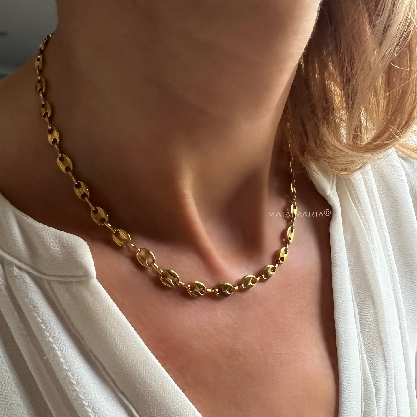 chunky gold necklace, gold layering chain, minimalist jewellery, gifts for her, necklace for women, waterproof jewellery, GN11