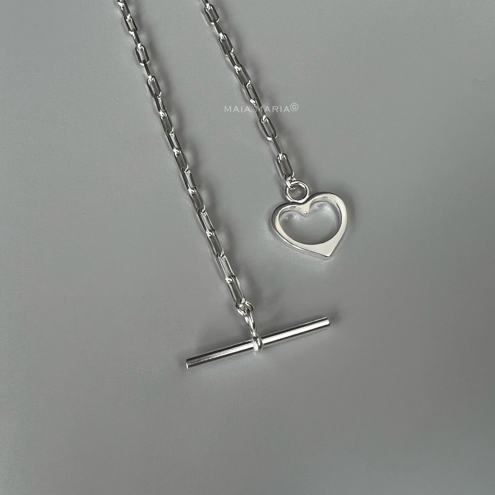 paperclip toggle sterling silver necklace, minimalist heart square link necklace, handmade gift perfect for women, necklace for women, SNM06