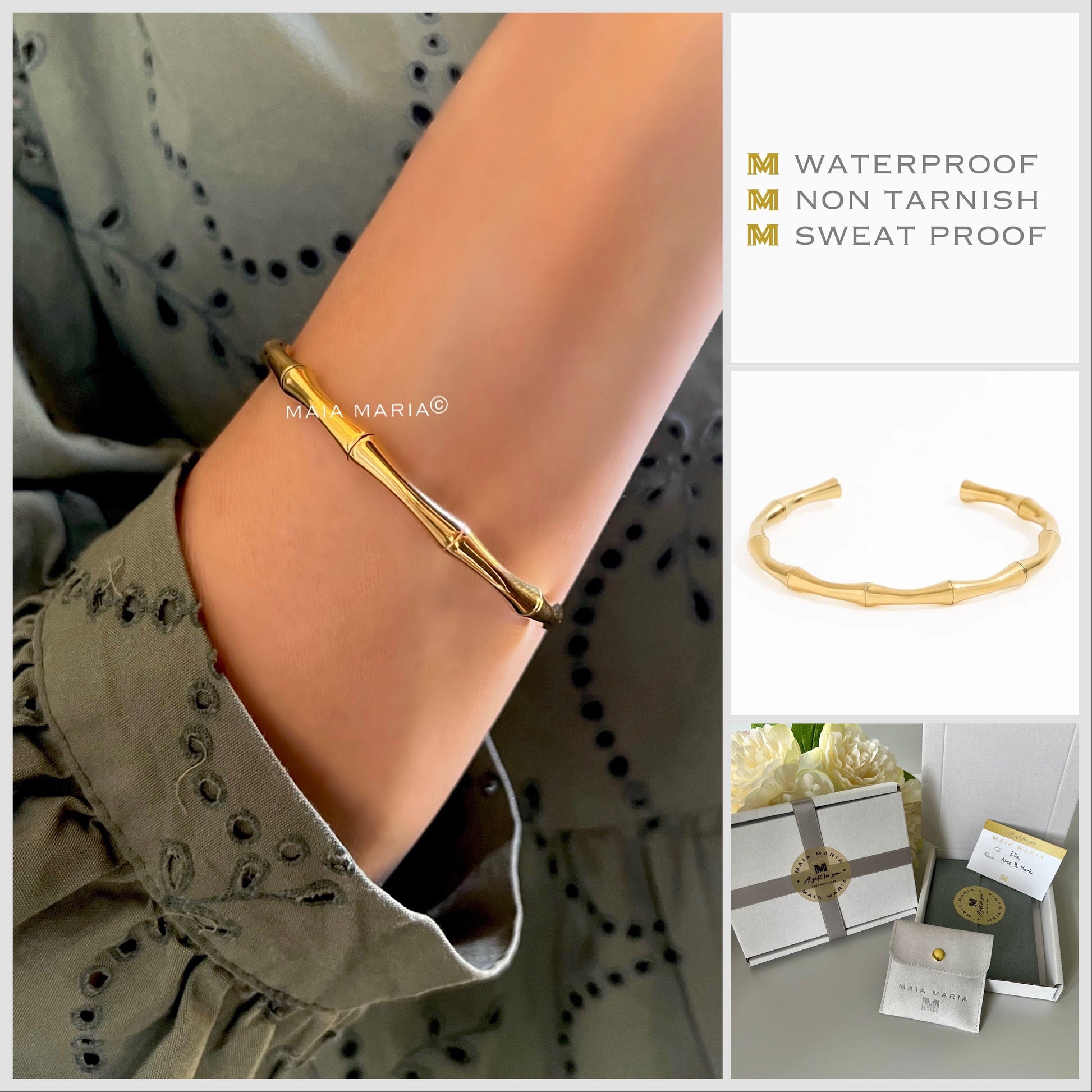 gold bangle, bamboo bangle for women, stacking bracelet, minimalist jewellery, gifts for women, GB02