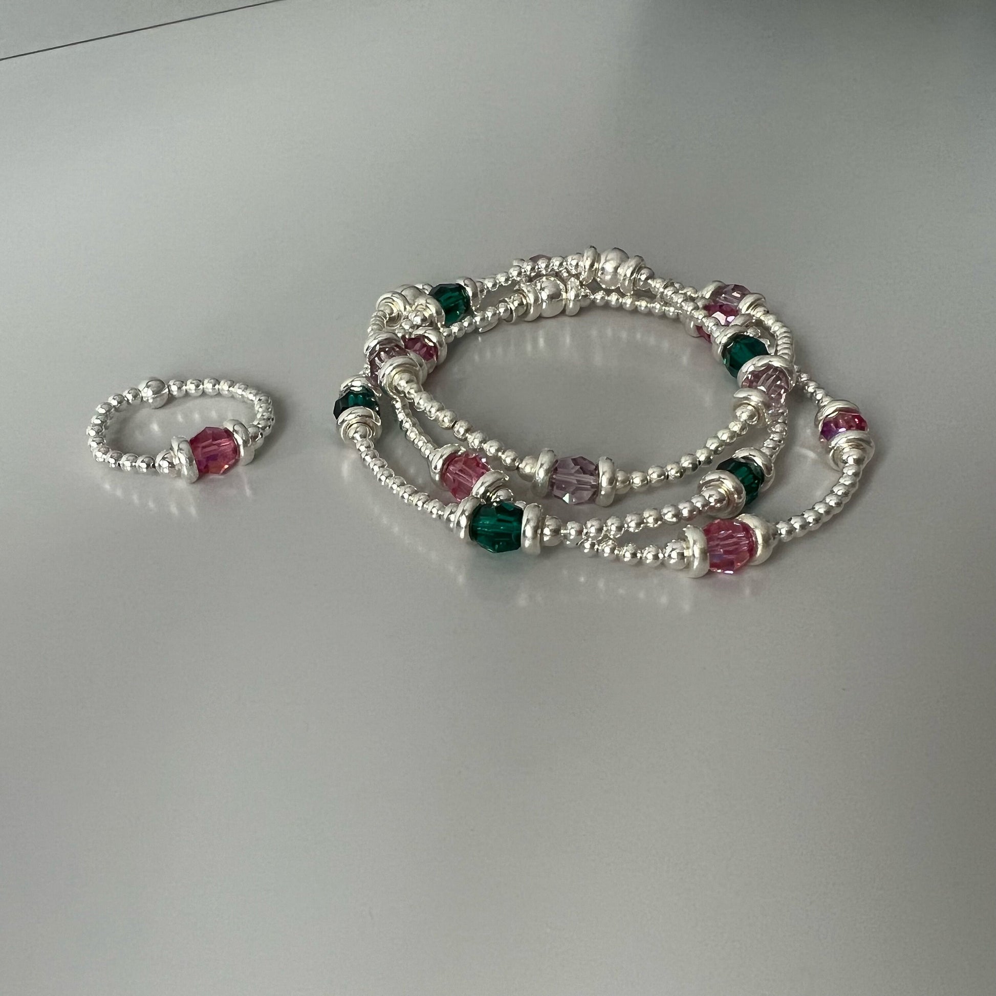 birthstone bracelet, sterling silver, bead bracelet, stretchy, handmade, gift for her, personalised jewellery, JESSICA SBM02