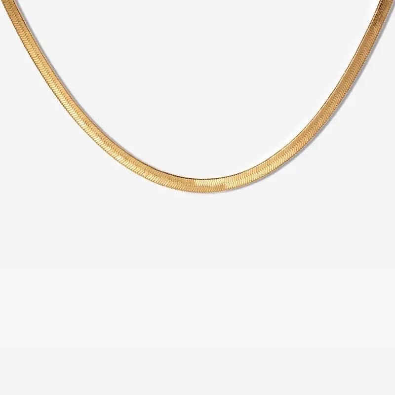 herringbone chain necklace, dainty layering chain, minimalist jewellery, gifts for women, waterproof jewellery, classic chain necklace, GN02