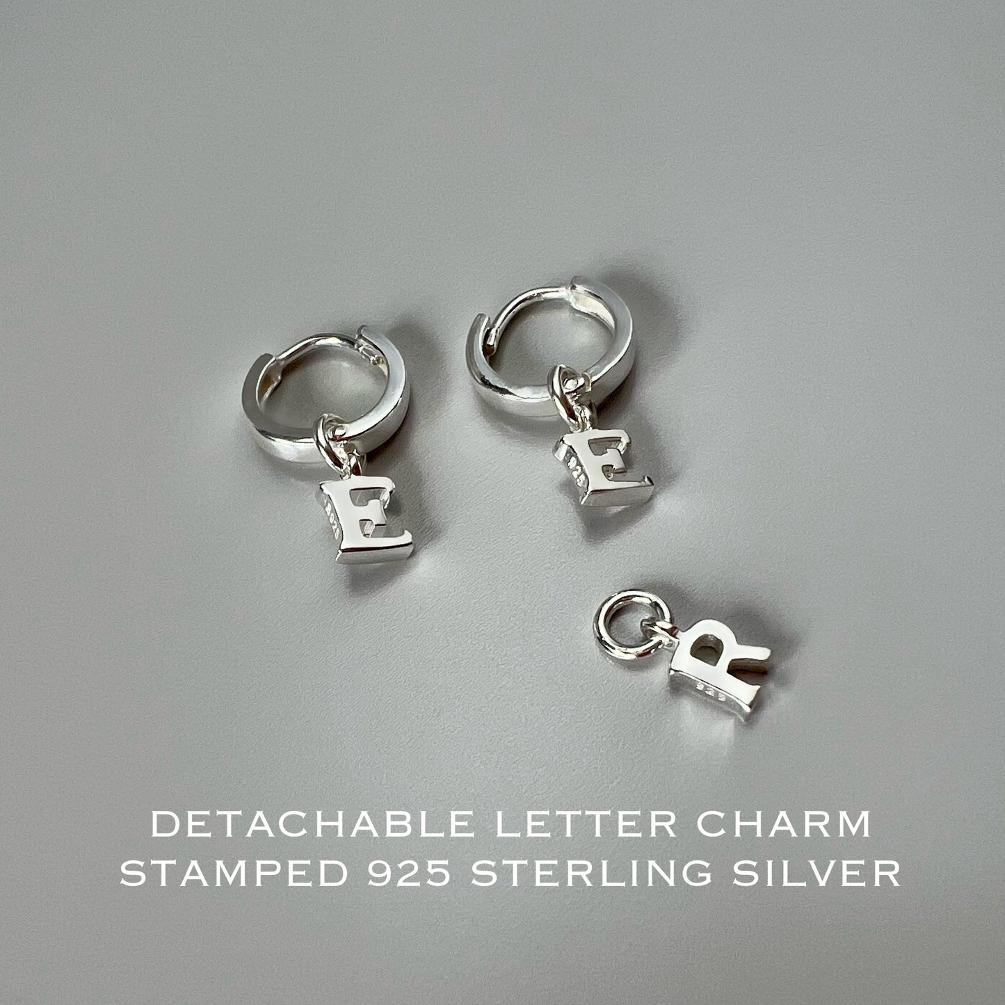 dainty initial earring huggie, hoops, sterling silver, alphabet letter earring, birthday gift, personalised jewellery, Initial Huggies SEM02