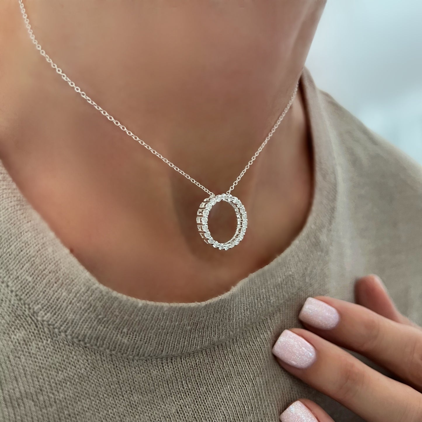 circle of life necklace, sterling silver, gift for women, round pendant, necklace for women, pave pendant, gift for mum, SNM11