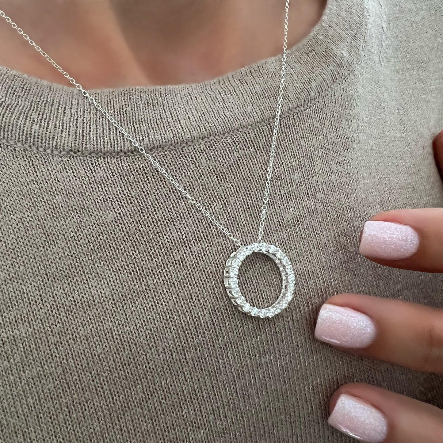 circle of life necklace, sterling silver, gift for women, round pendant, necklace for women, pave pendant, gift for mum, SNM11