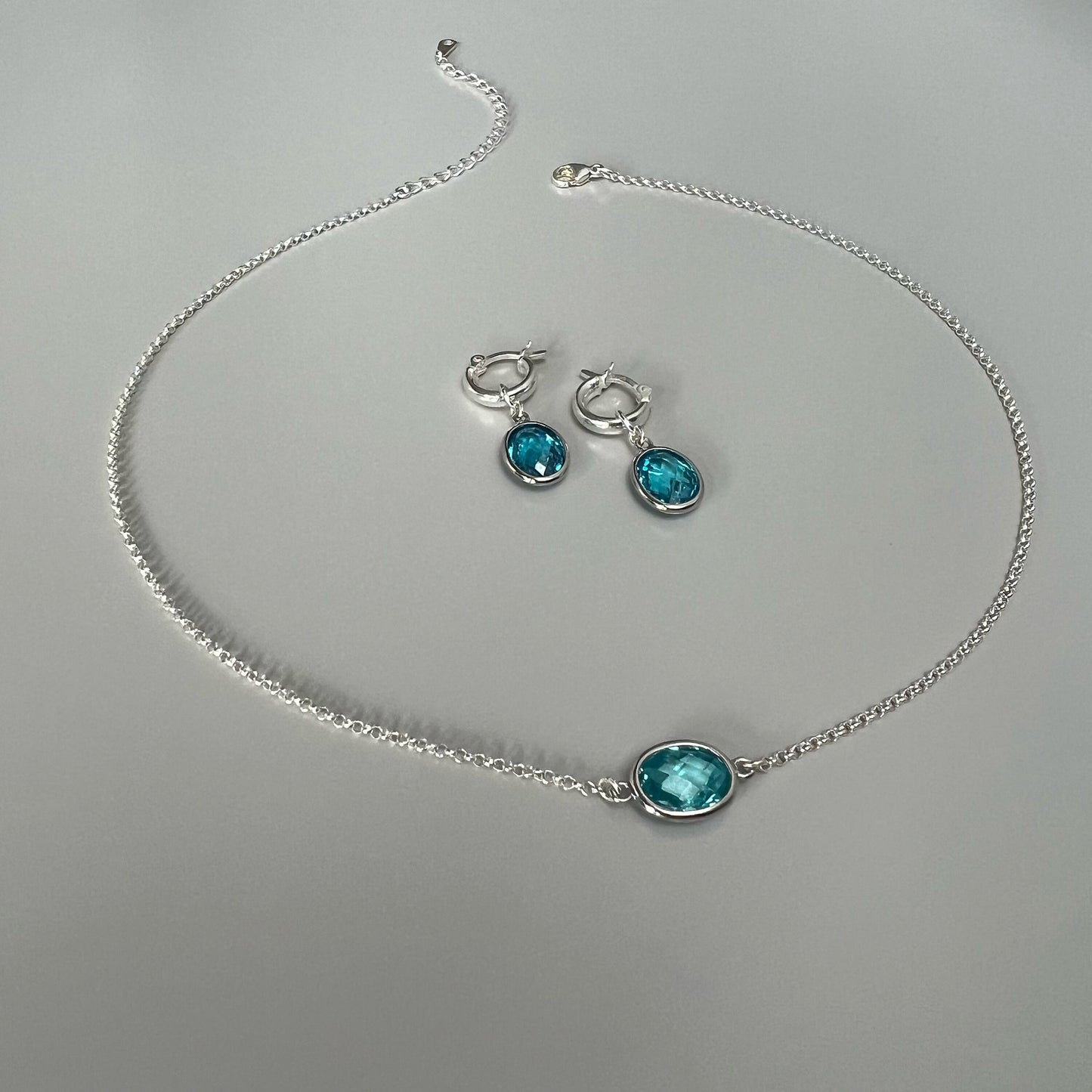 gemstone necklace, aquamarine cubic zircon necklace, minimalist handmade jewellery, gifts for women, KATE necklace-SNM10