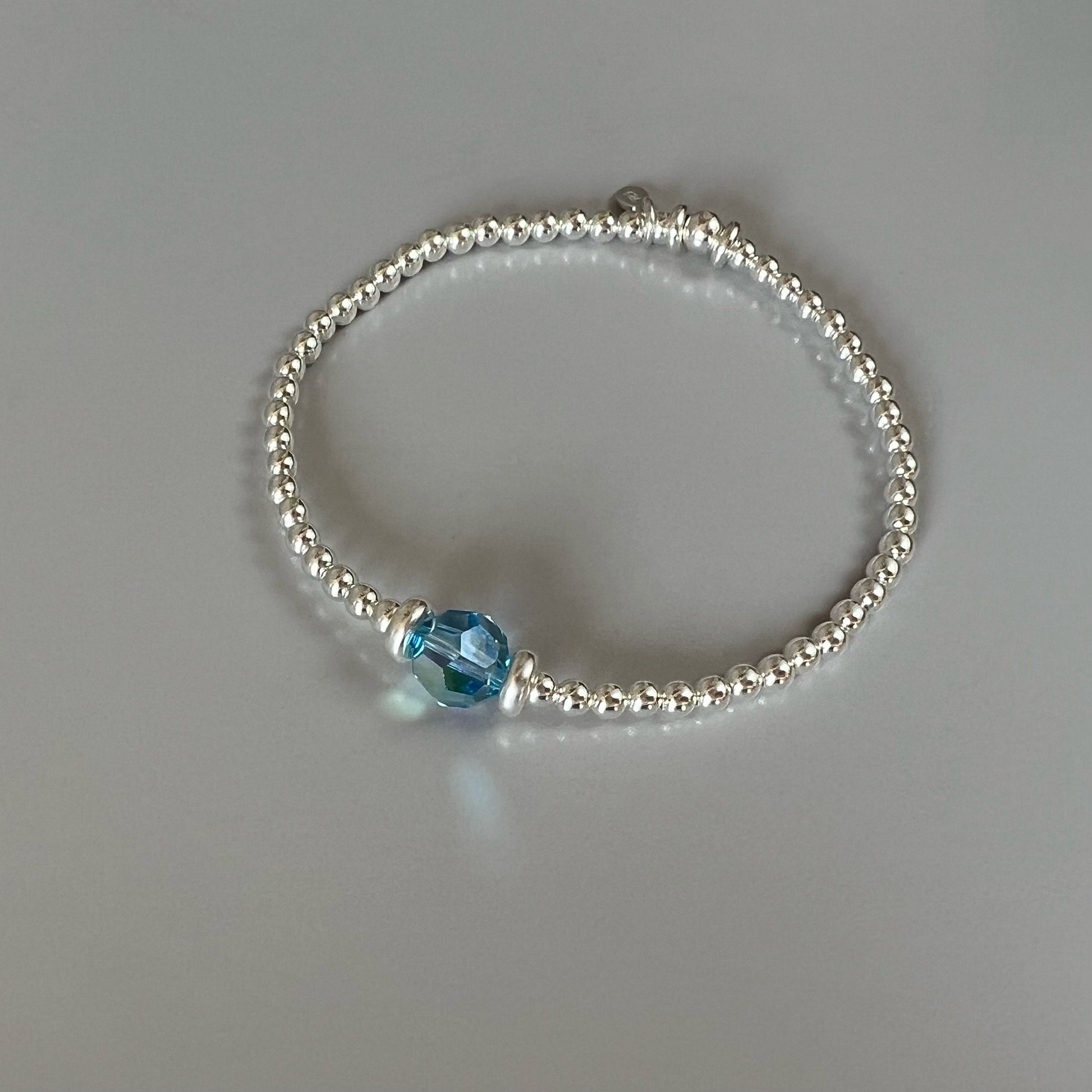 birthstone bracelet, sterling silver, handmade, bead bracelet, gift for her, personalised, stackable bracelet, stretchy, KELLY-SBM03