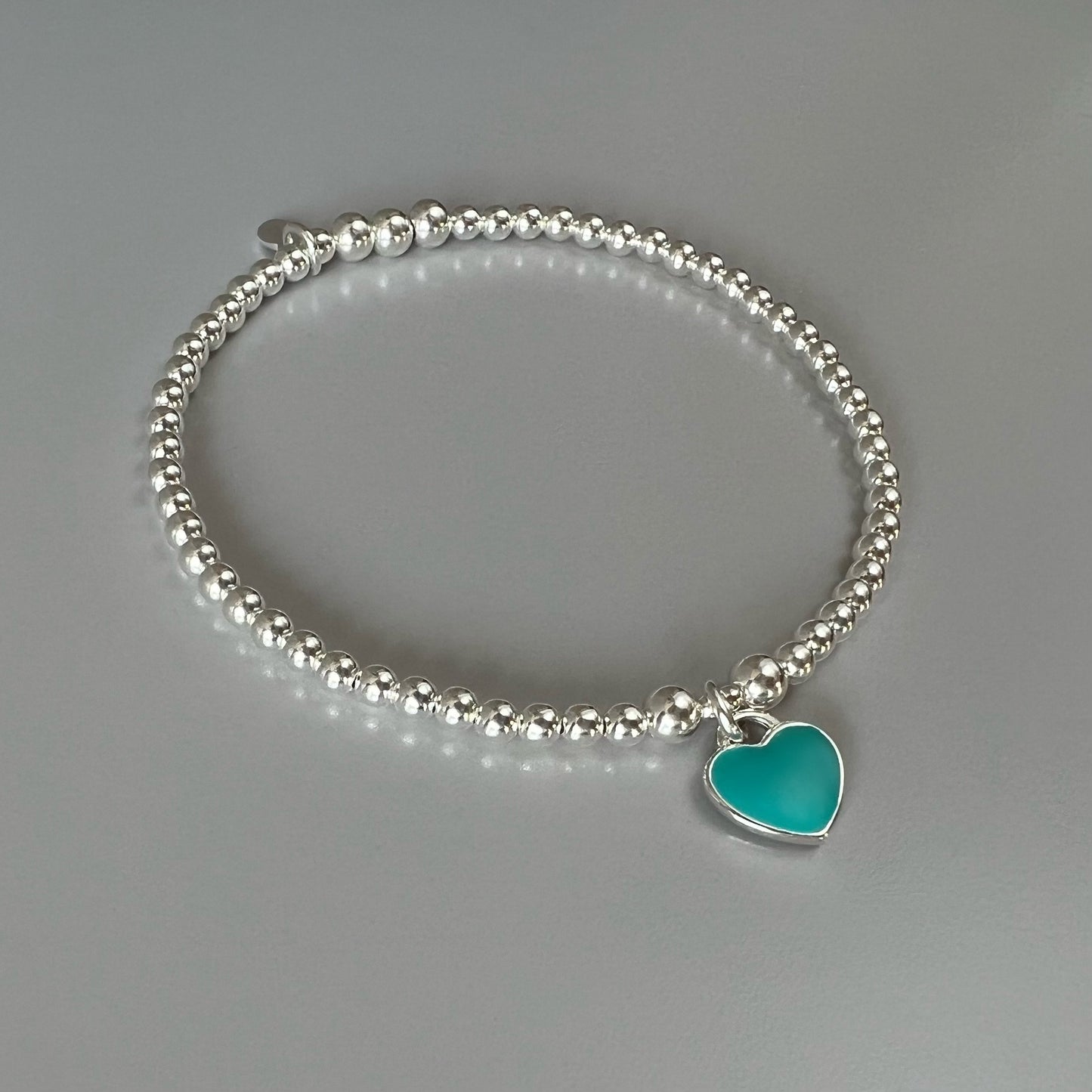 heart charm bracelet, silver bead bracelet, handmade unique gifts, minimalist jewellery, birthday gifts, bracelet for women, MM SBM10