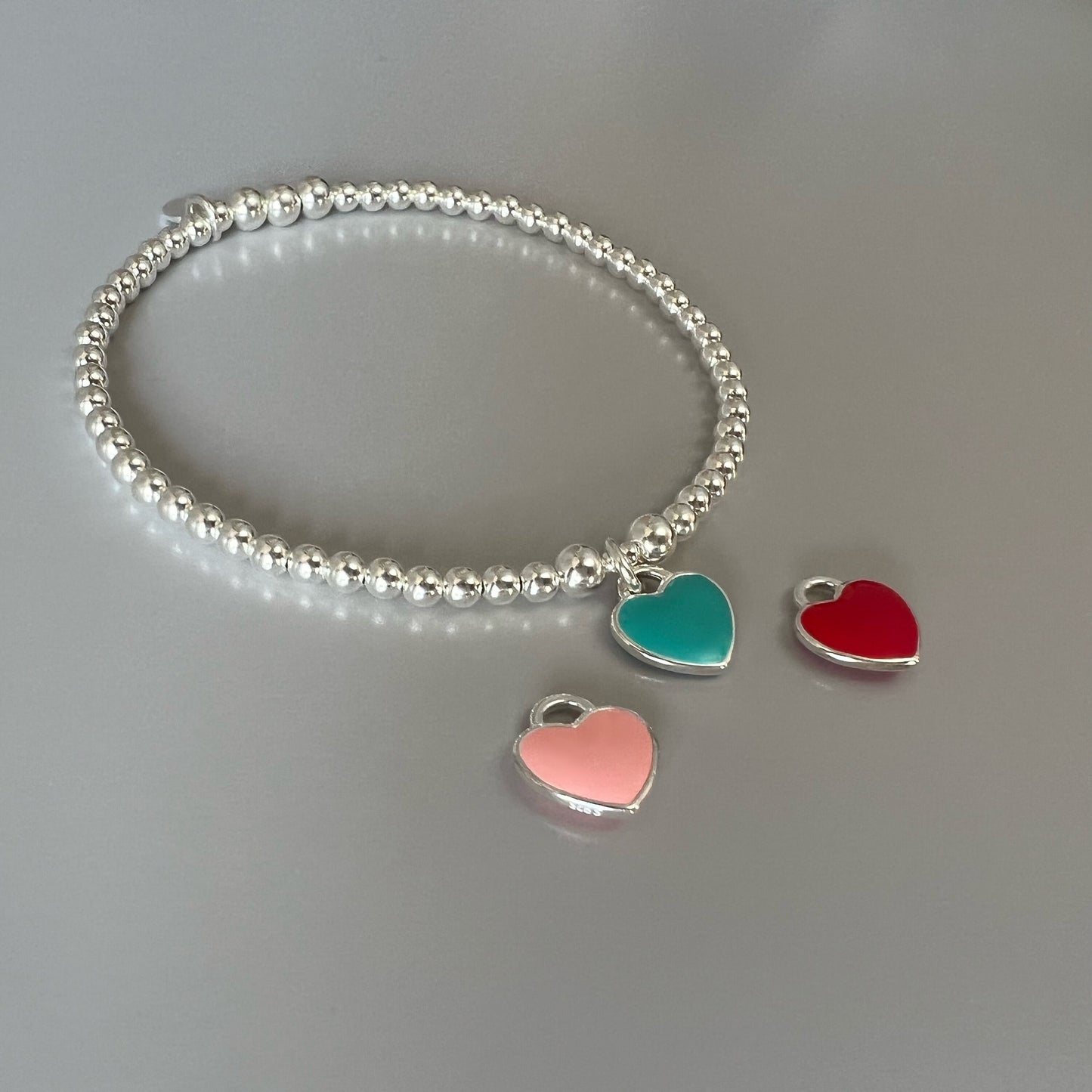 heart charm bracelet, silver bead bracelet, handmade unique gifts, minimalist jewellery, birthday gifts, bracelet for women, MM SBM10