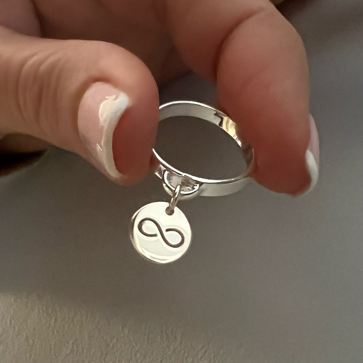 infinity ring, sterling silver band ring, dangle ring, birthday gift, minimalist jewellery, charm ring, Infinity band SRM11