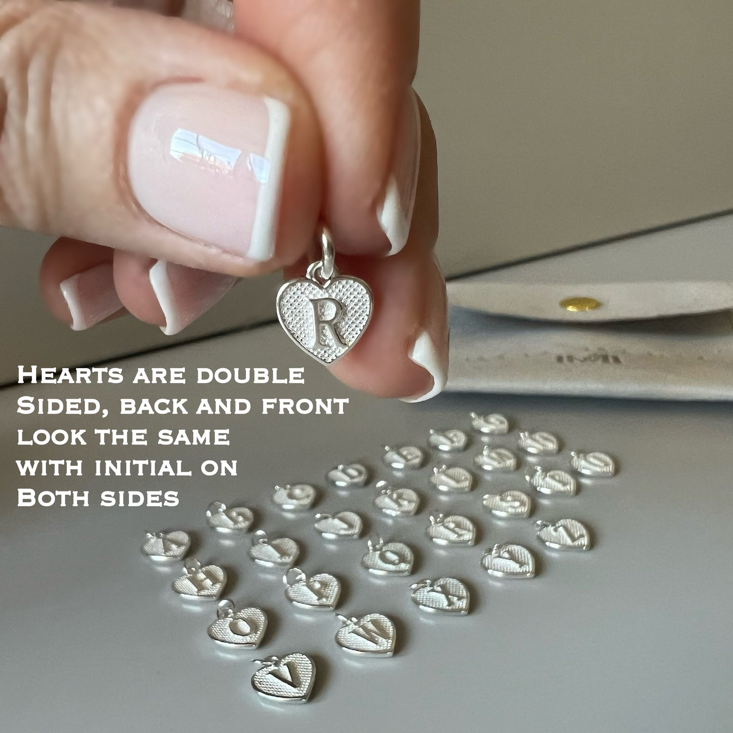 dainty initial necklace, gift for her, monogram pendant, sterling silver jewellery, custom letter, 18th birthday gift, heart initial-SNM14