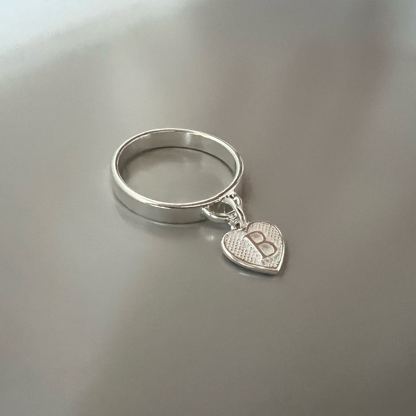 initial charm band, sterling silver ring, dangle ring, minimalist jewellery, 18th birthday gift, gift for friend, unique jewellery, SRM11