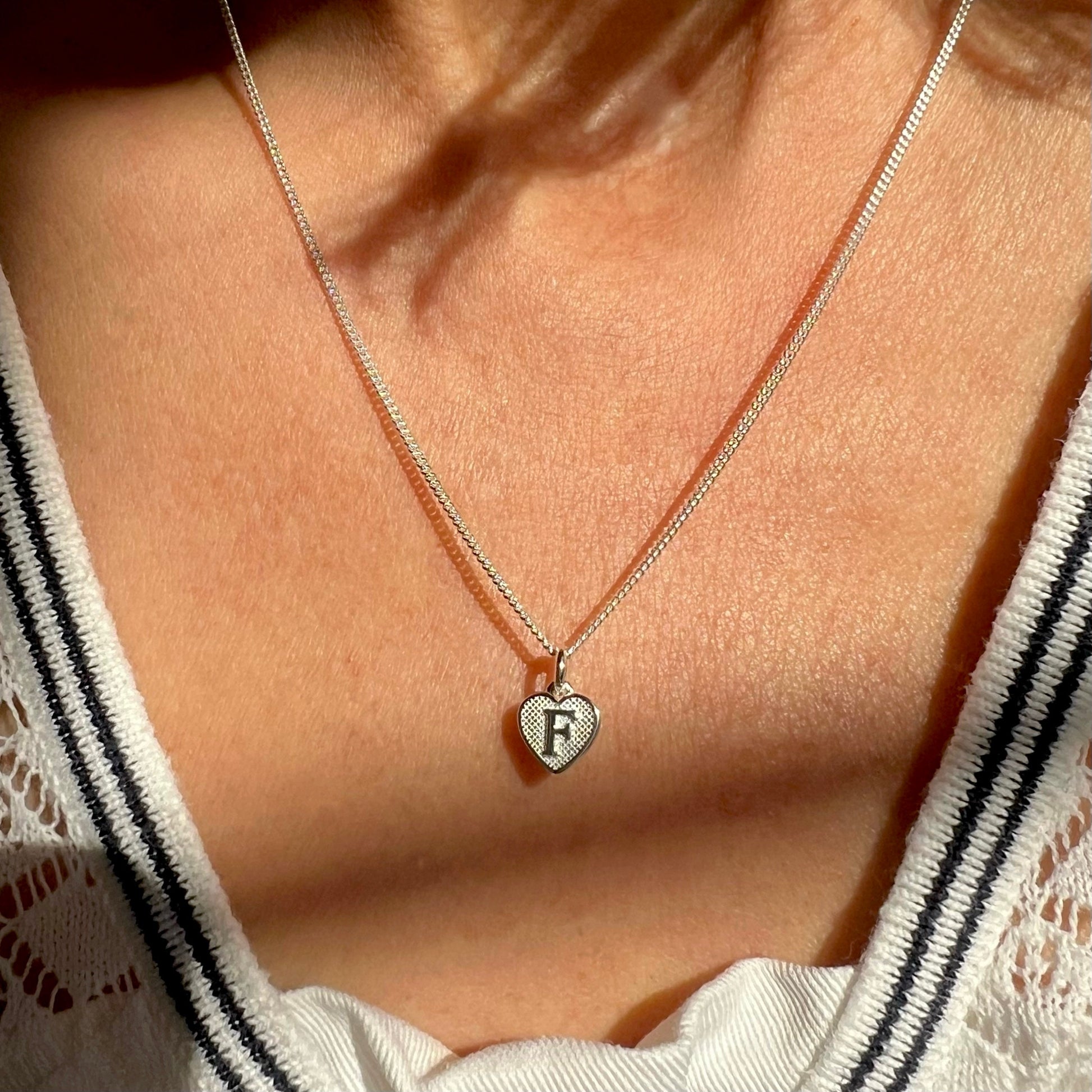 dainty initial necklace, gift for her, monogram pendant, sterling silver jewellery, custom letter, 18th birthday gift, heart initial-SNM14