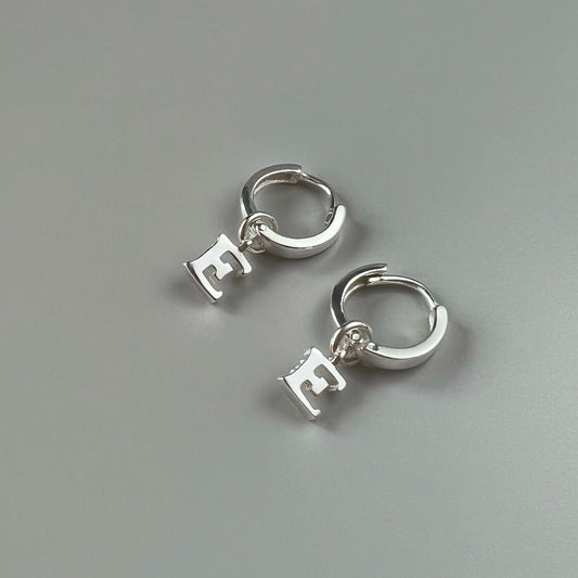 dainty initial earring huggie, hoops, sterling silver, alphabet letter earring, birthday gift, personalised jewellery, Initial Huggies SEM02