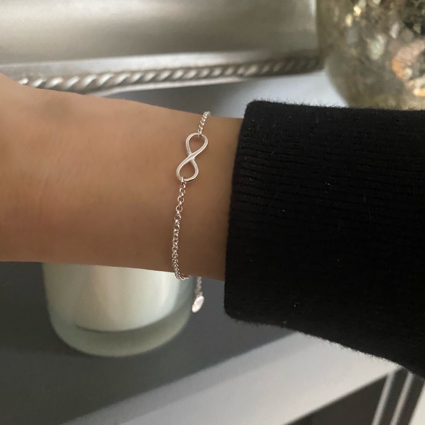 infinity sterling silver bracelet, dainty silver bracelet, sterling silver jewellery, gift for women, handmade jewellery, INFINITY-SB3