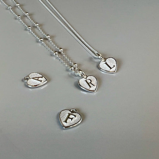 dainty initial necklace, gift for her, monogram pendant, sterling silver jewellery, custom letter, 18th birthday gift, heart initial-SNM14