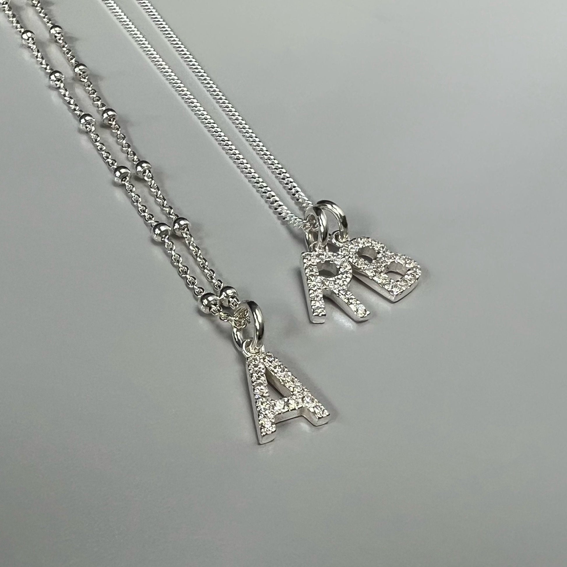 dainty initial necklace, 18th birthday gift, minimalist letter charm, personalised gifts, sterling silver jewellery, CRYSTAL initial-SN10