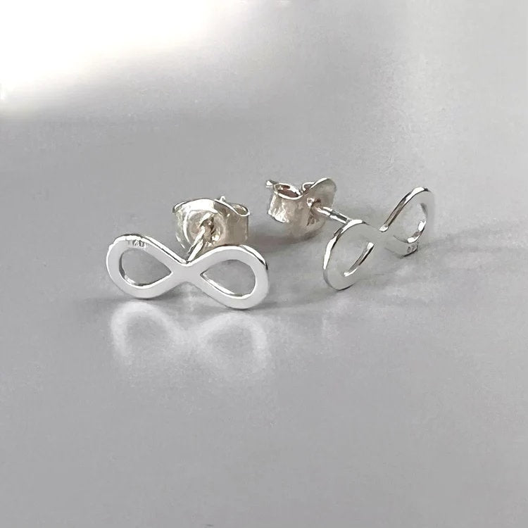 infinity stud earrings, sterling silver infinity, dainty studs, earrings for women, minimalist jewellery, gift for women, INFINITY STUDS-SE4