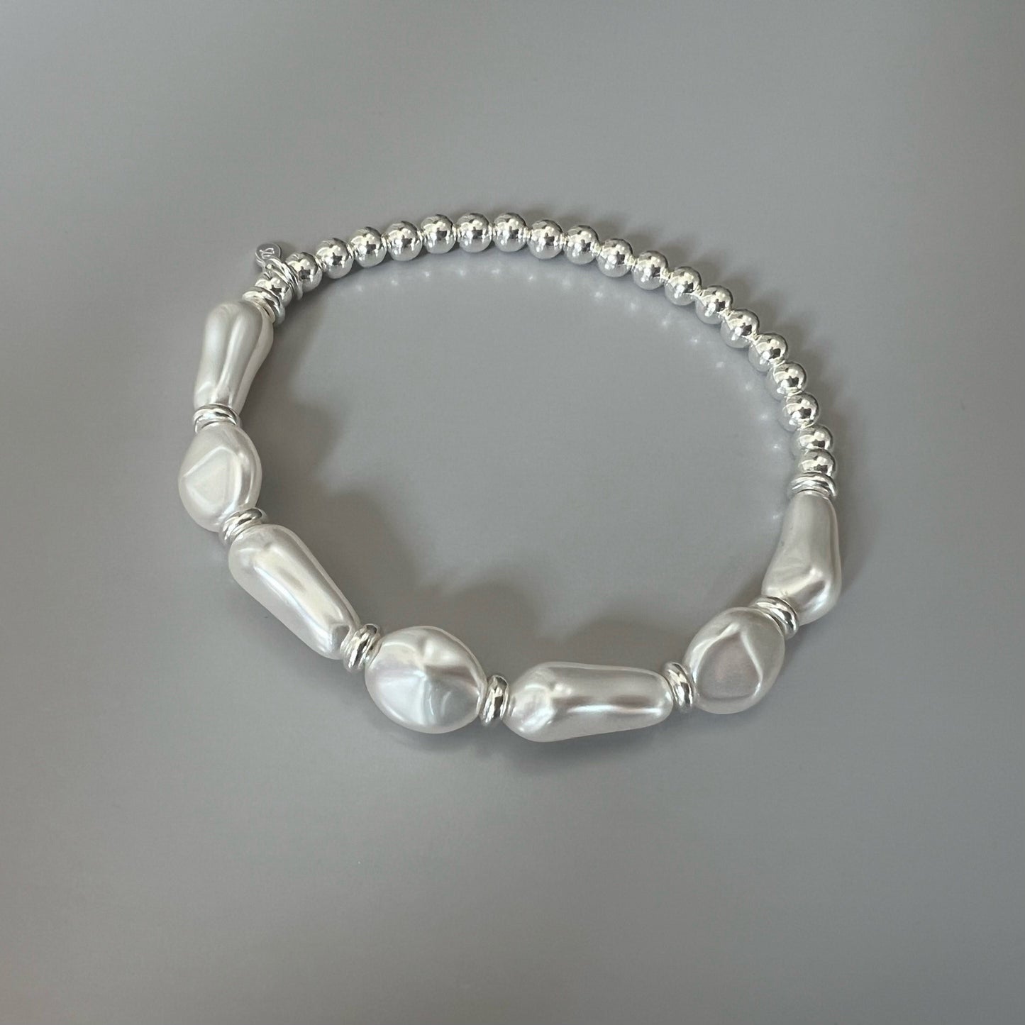 chunky white baroque pearl bracelet, sterling silver, bead bracelet, handmade jewellery, gift for her, gift for mum, Libby SBM22