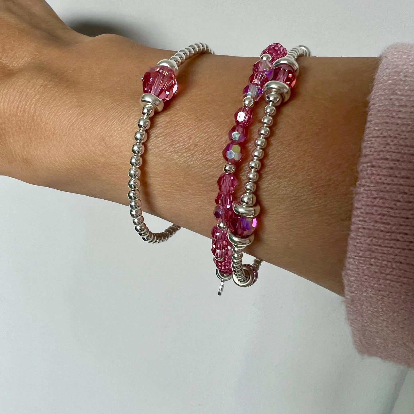 birthstone bracelet stack, sterling silver, handmade, bead bracelet, gift for her, personalised, stackable bracelet, stretchy, gift for wife